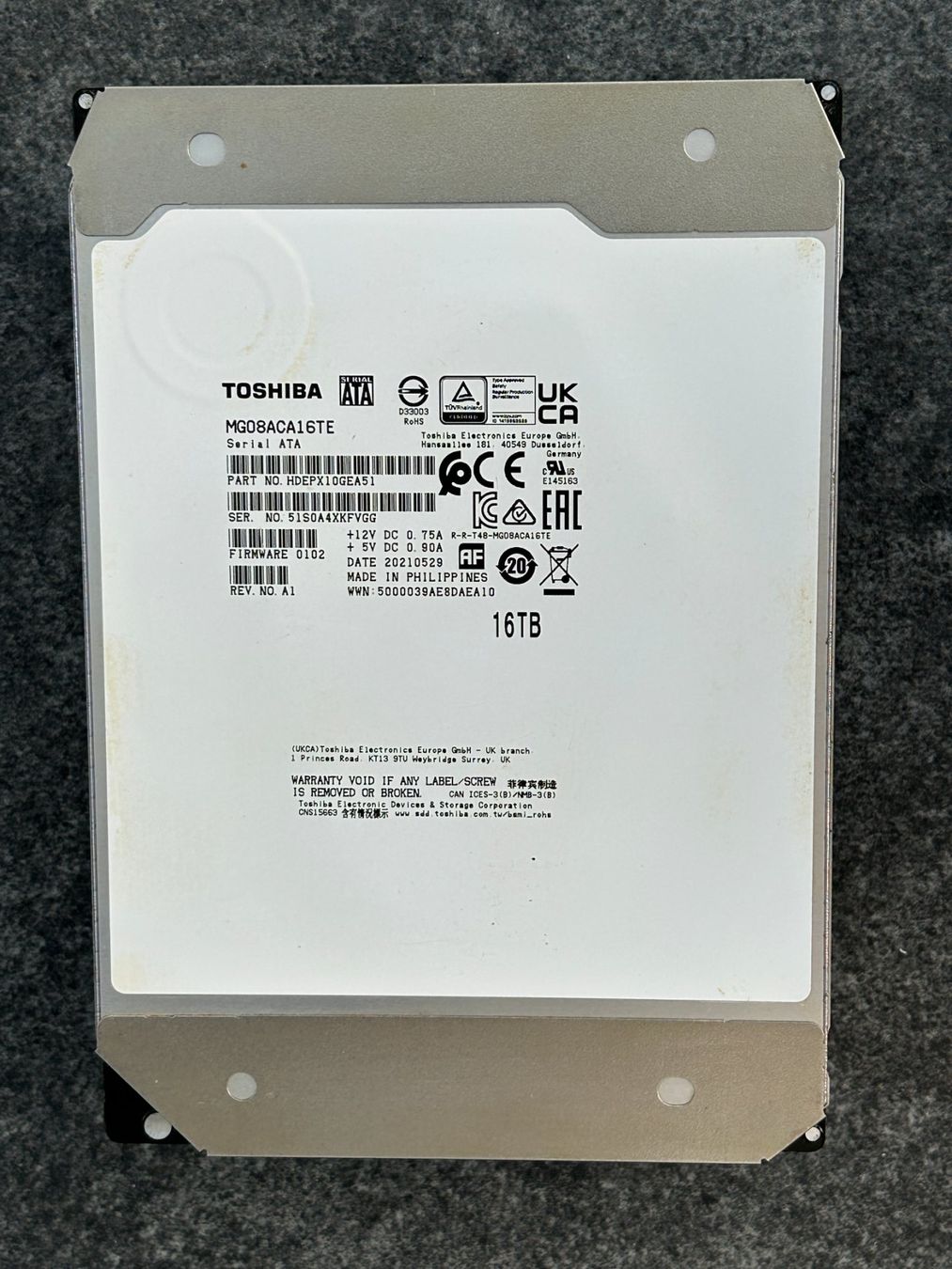 Toshiba Harddisks: Toshiba 16TB MG08ACA16TE – Gebraucht aus Liestal von Cello103