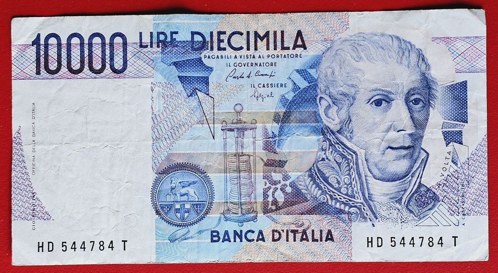 ITALIEN BANKNOTE 10000 LIRE ALES. VOLTA BANCA D'ITALIA USATA (Gebraucht ...