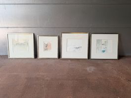 Konvolut 4 Aquarelle mit Rahmen