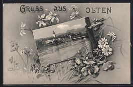 Olten, Blick über die Aare auf den Ort,