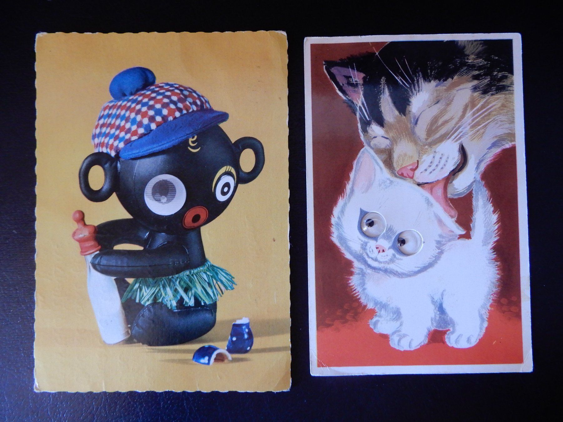 Cartoline postali: 2 Postkarten Kitsch - Moving Eyes" Vintage 60er – Usato da Senèdes venduto da Framboise52