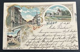 Gruss aus Nidau Litho 