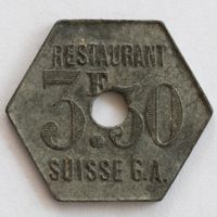 Jeton Restaurant Suisse G.A. 3 Franken 50 Rappen