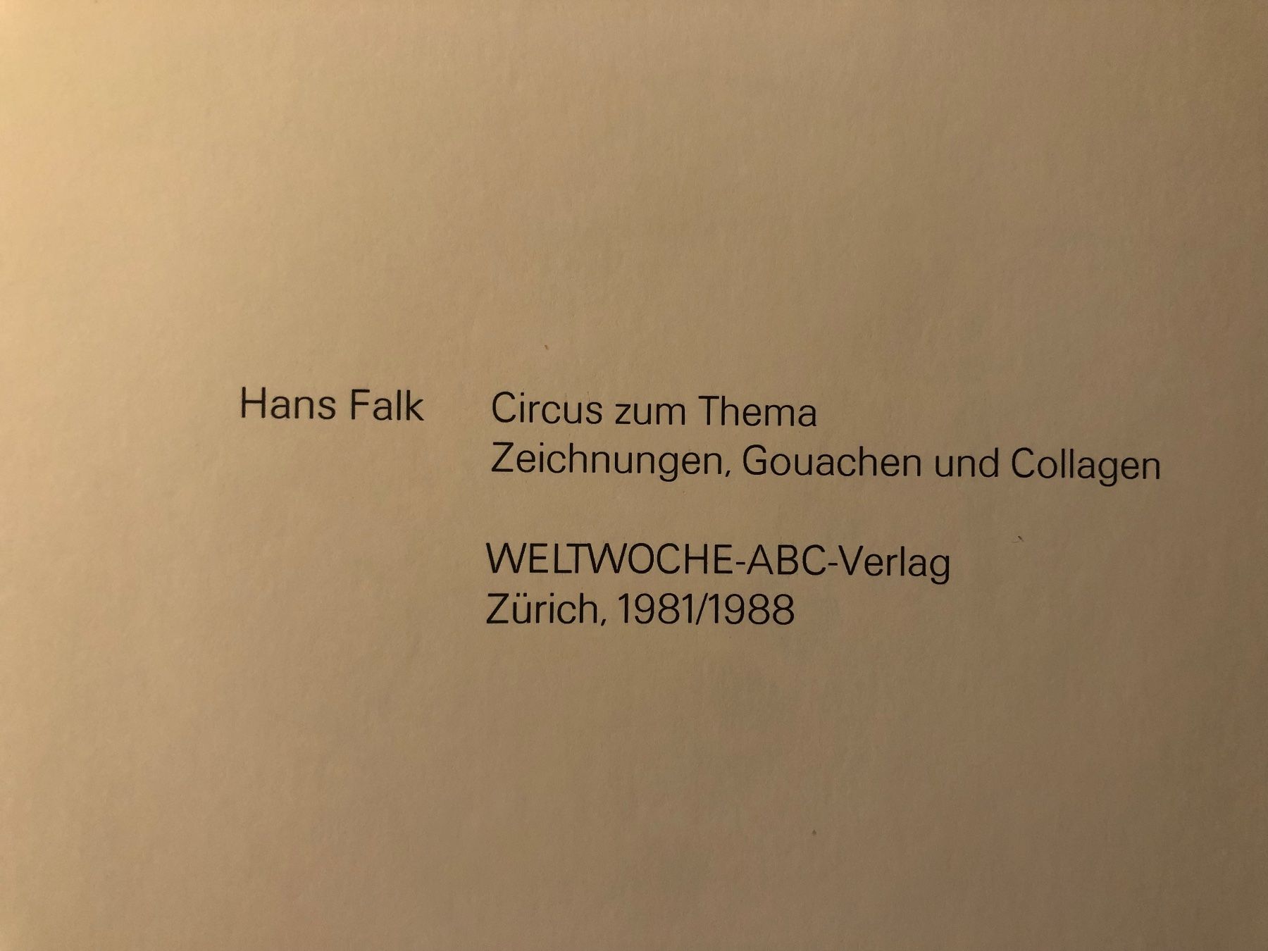 Hans Falk, Buch Circus, 1981/1988 | Kaufen auf Ricardo