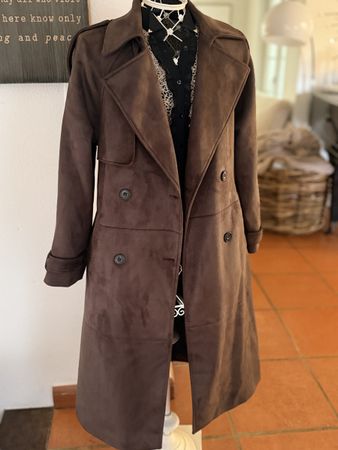 Trenchcoat Mantel Wildlederimitat braun 36/38