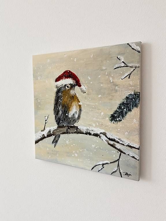Gemälde: Acrylbild: Der kleine Weihnachtsbote – Neu (gemäss Beschreibung) aus Safenwil von car_nlh6 3