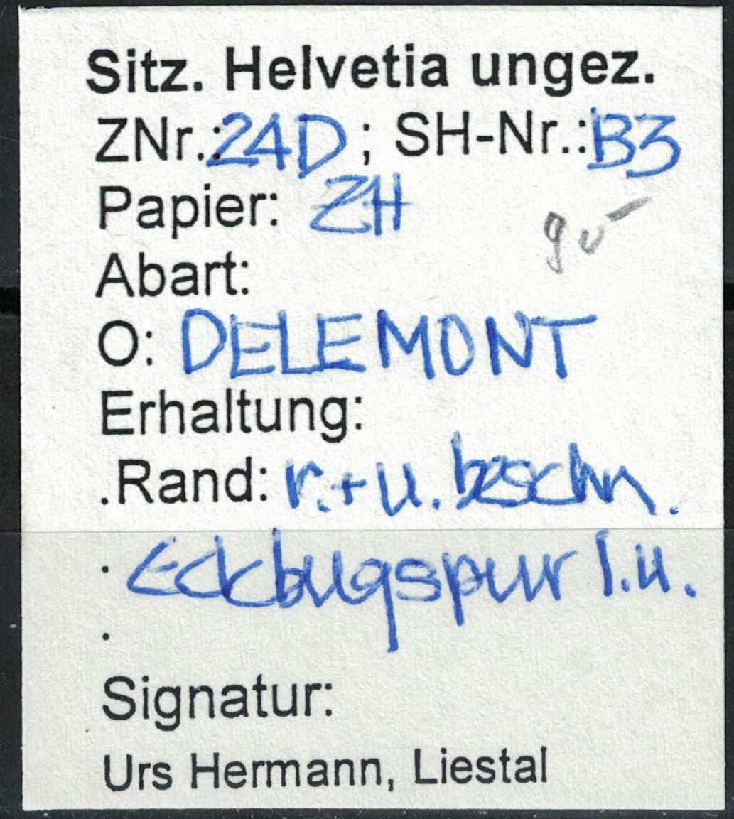 Alle Briefmarken: Strubel 24D gestempelt mit Befund Herrmann – Gebraucht aus Bern von bae_958f 2