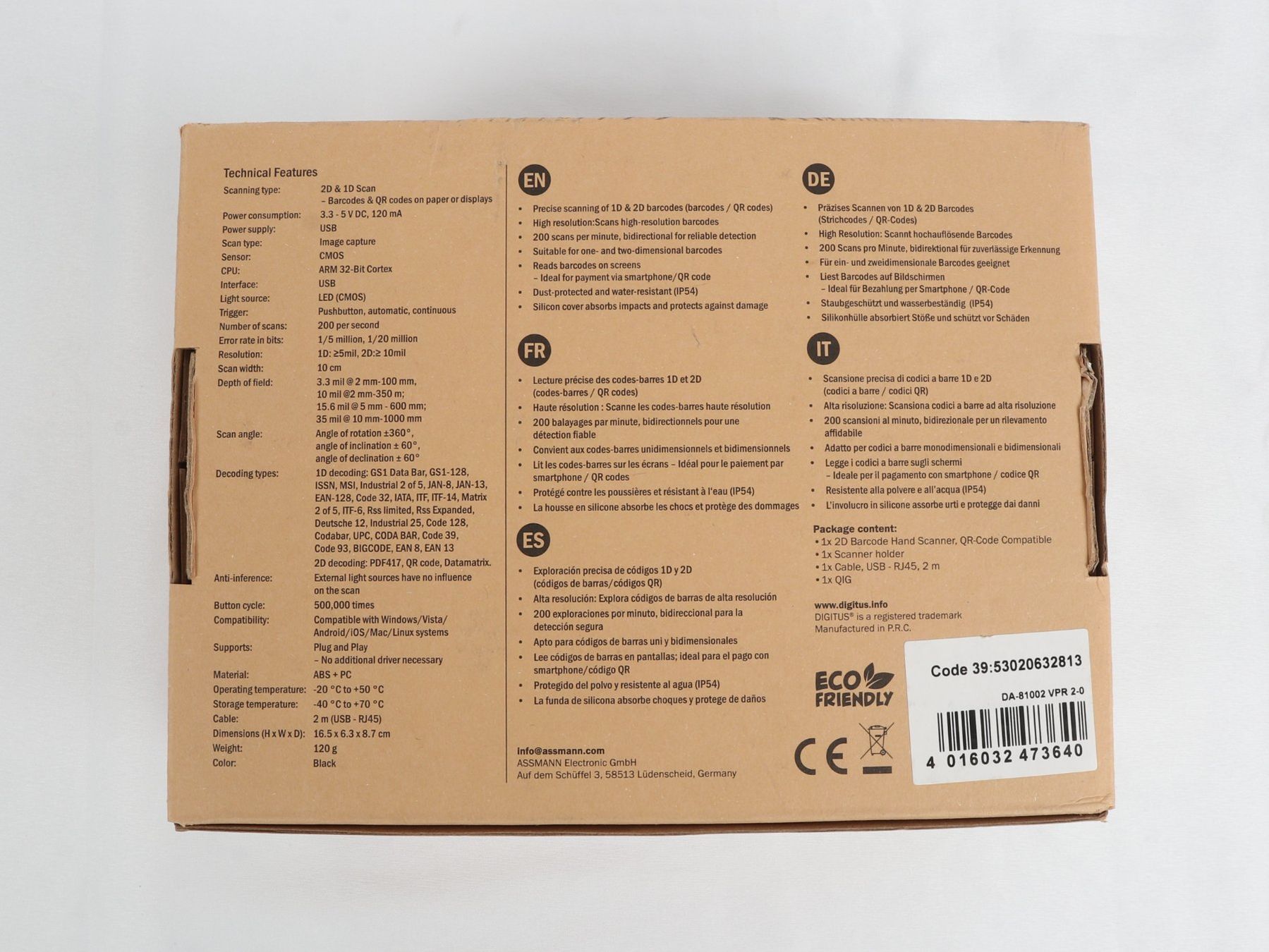 Scanneurs: DIGITUS 2D Barcode Handscanner QR Codes Kompatibel – Neuf avec emballage d'origine à Steinen par Restwert_Steinen 8