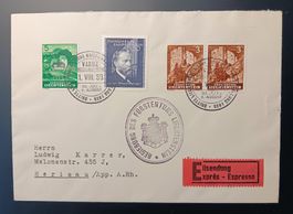LIECHTENSTEIN Express Brief nach HERISAU mit Sonderstempel