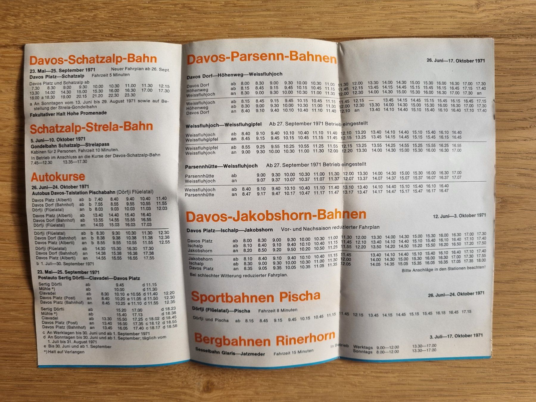 Documenti: Fahrplan Davoser Bergbahnen von 1971 – Usato da Bözberg venduto da heinz-d 1