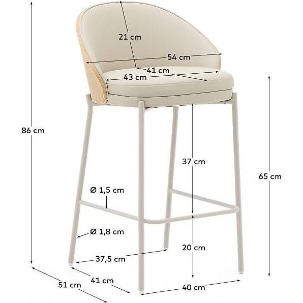 Kave Home Sgabelli: Kave Home Barhocker Eamy Kunstleder beige Eschenfurnier – Usato da Zollikofen venduto da uniqueroom 6
