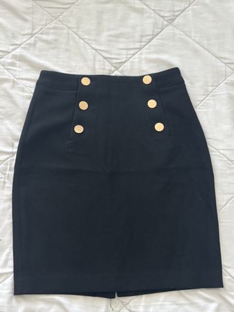 Schwarzer H&M Bleistiftrock Gr. 36 34 Goldknöpfe Büro Elegan