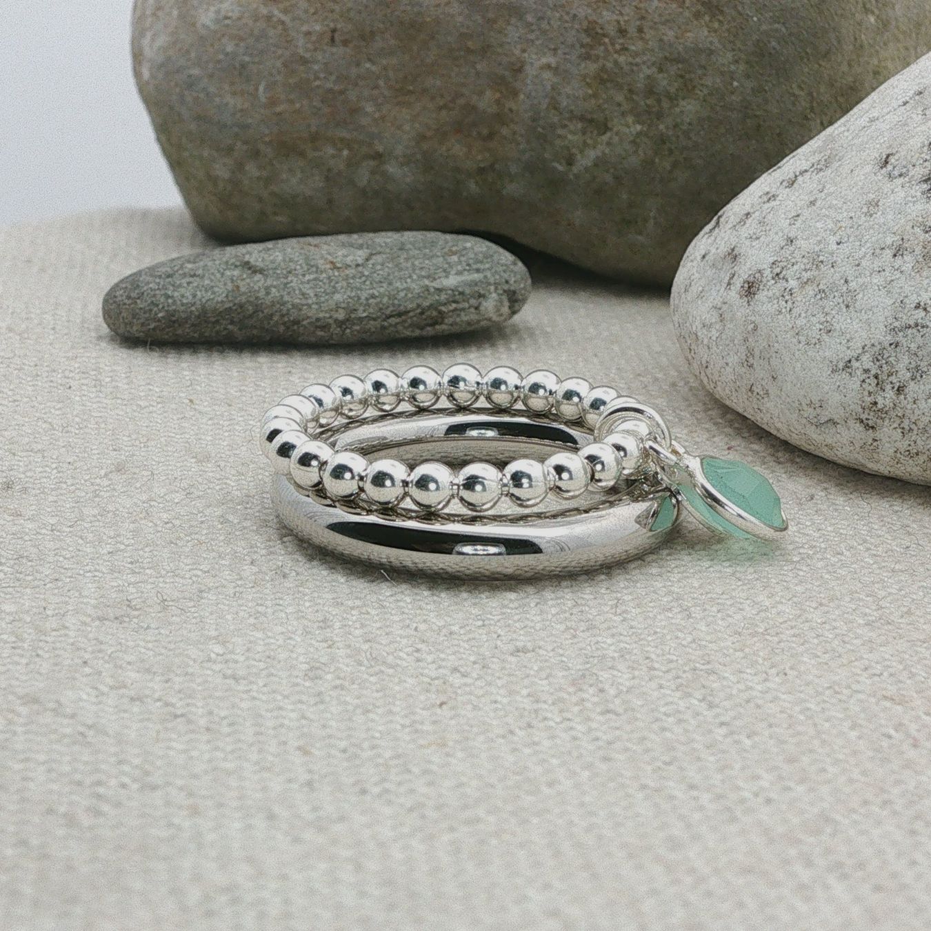 Olga Ribler Anelli: Edelstahl & Silber Chalzedone Ring SET Ringgrösse 60 – Nuovo (secondo la descrizione) da Luzern venduto da Schmuckoutlet 5