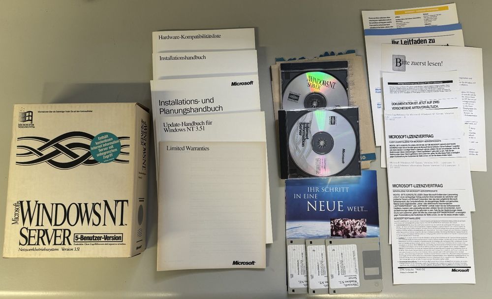 Microsoft Windows NT Server v 3.51 deutsch mit 5 Client Liz (Gebraucht ...