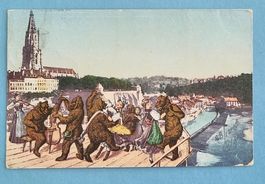 Bern - Bärenkarte - Orchester - Trachtenfrauen b. Tanz 1908