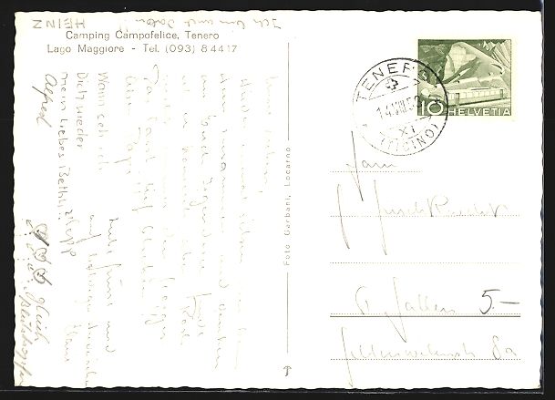 Cartoline postali: Tenero /Lago Maggiore, Camping Campofeli – Usato da Berlin venduto da bartko-reher 1