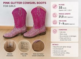 Pink Glitter Cowboy Boots (Girls) size 33