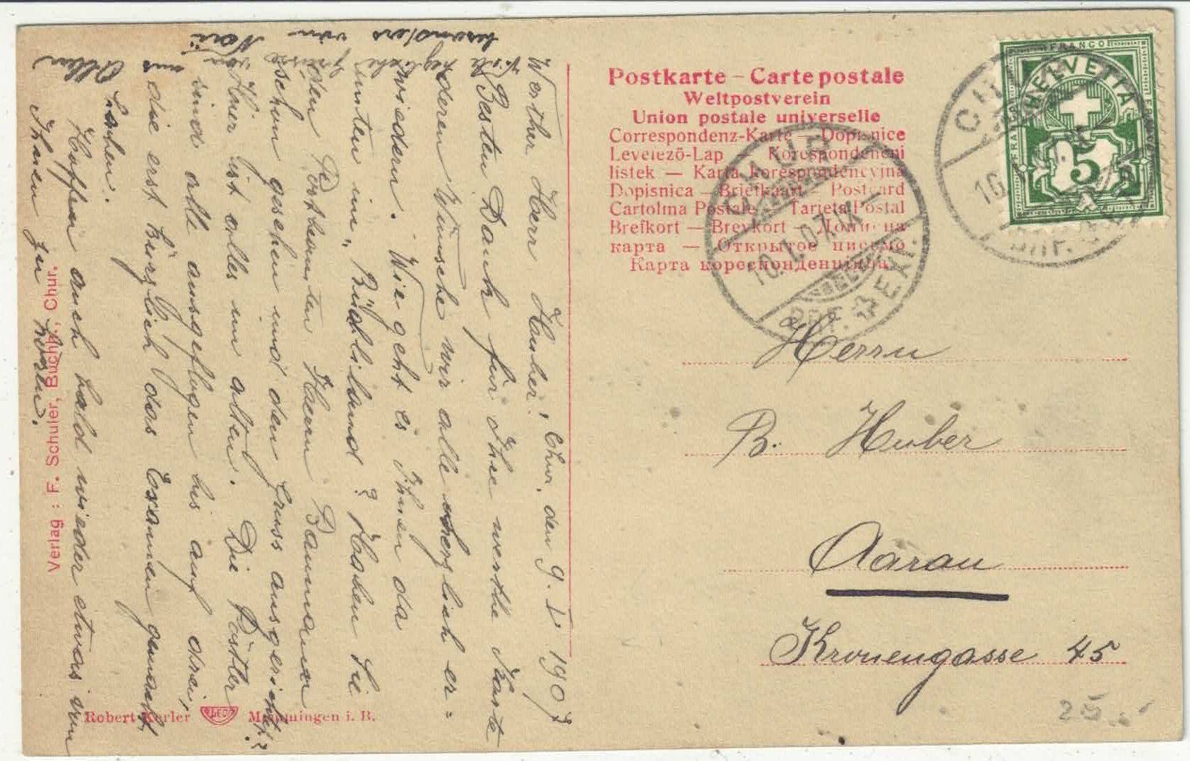 Cartoline postali: Gruss aus Chur - Neues Postgebäude – Usato da Ettingen venduto da Kartenplanet 1