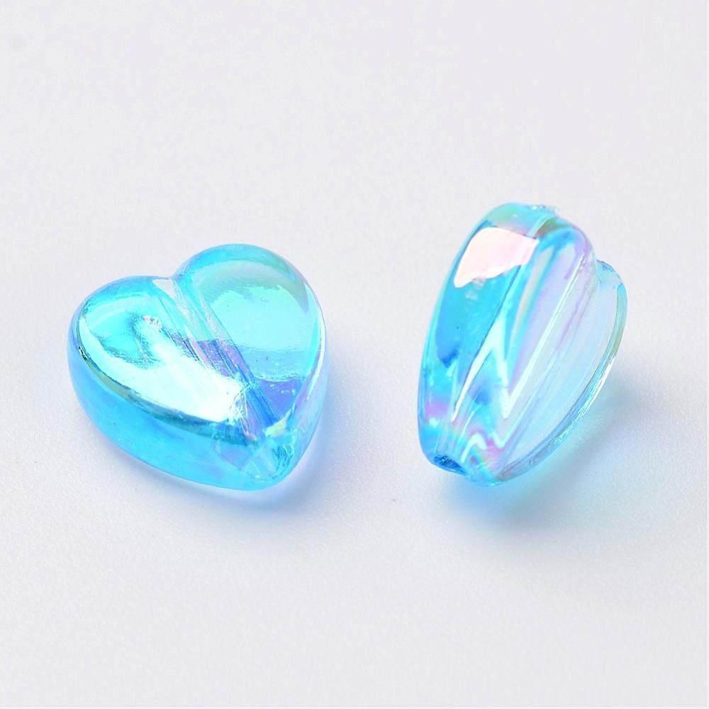 Perlen (unechte): Acrylperlen Herz Transparent Blau 8mm / 20St. – Neu (gemäss Beschreibung) aus Rüegsau von Tausendfreund