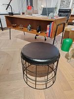 Panton Hocker Leder schwarz vintage Design 70s