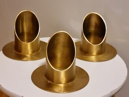 3er Set Kerzenhalter Metall Messing Mid Century