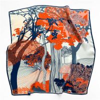 New 68cm 100% Silk, Autumn Japanese Floral Silk Scarf