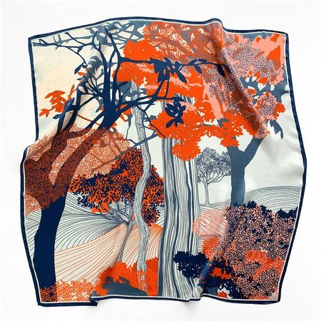 New 68cm 100% Silk, Autumn Japanese Floral Silk Scarf