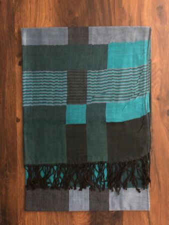Pashmina Schal türkis/schwarz/blau/rosa - Neu