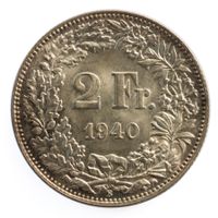Schweiz / Suisse - 2 Franken - 1940 TOP!