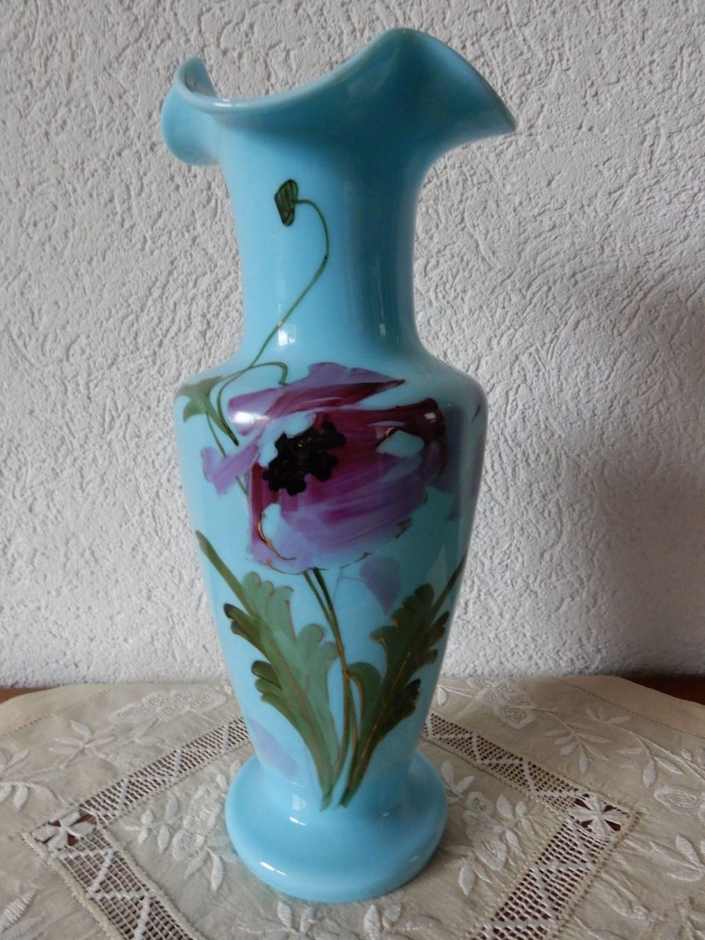 Vasi & Recipienti: Opalin-Glas Vase bemalt, Biedermeier, Höhe ca 24 cm – Usato da Senèdes venduto da tintinette43