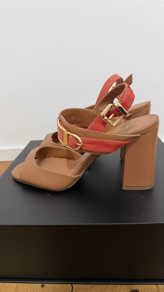 LUZ DA LUA Sandaletten Gr. 38 – Bi-Color Camel/Papaya (Neuf (Voir ...