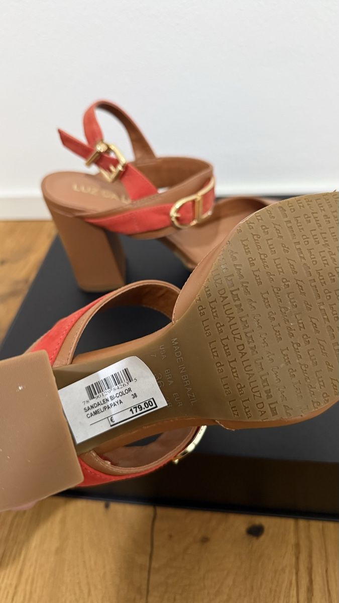 LUZ DA LUA Sandaletten Gr. 38 – Bi-Color Camel/Papaya (Neuf (Voir ...