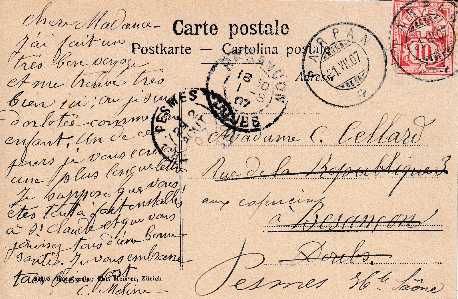 Cartoline postali: Parpan   GR       um 1907 – Usato da Brig venduto da Valcards54 1