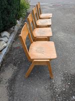 4 Stühle 60er Holz Design Schulstuhl Kinderstuhl