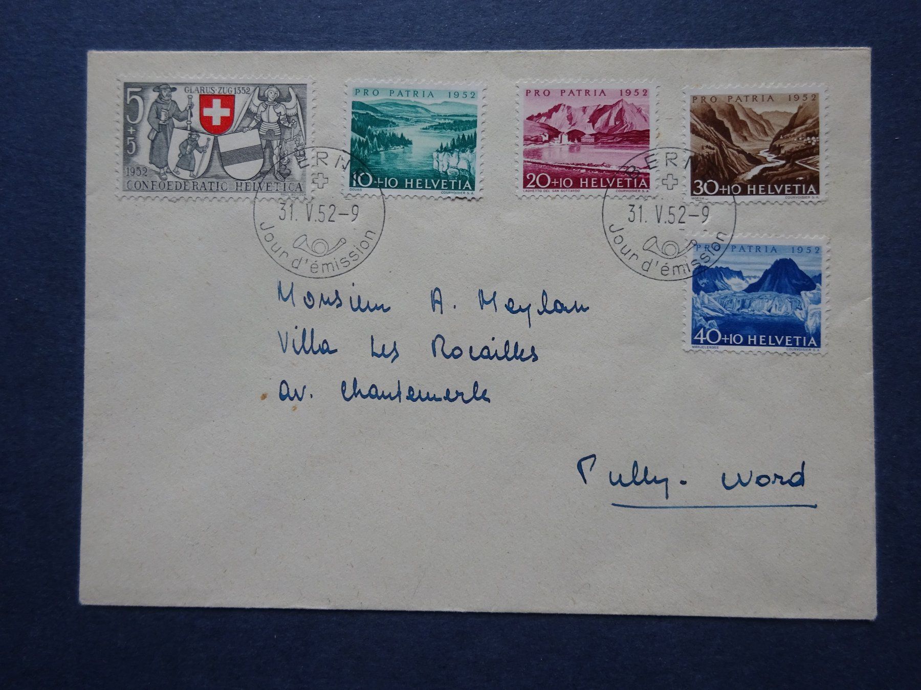 Tutti i francobolli: 1952 Pro Patria FDC BERNE – Usato da Appenzell-Steinegg venduto da adi1975 1