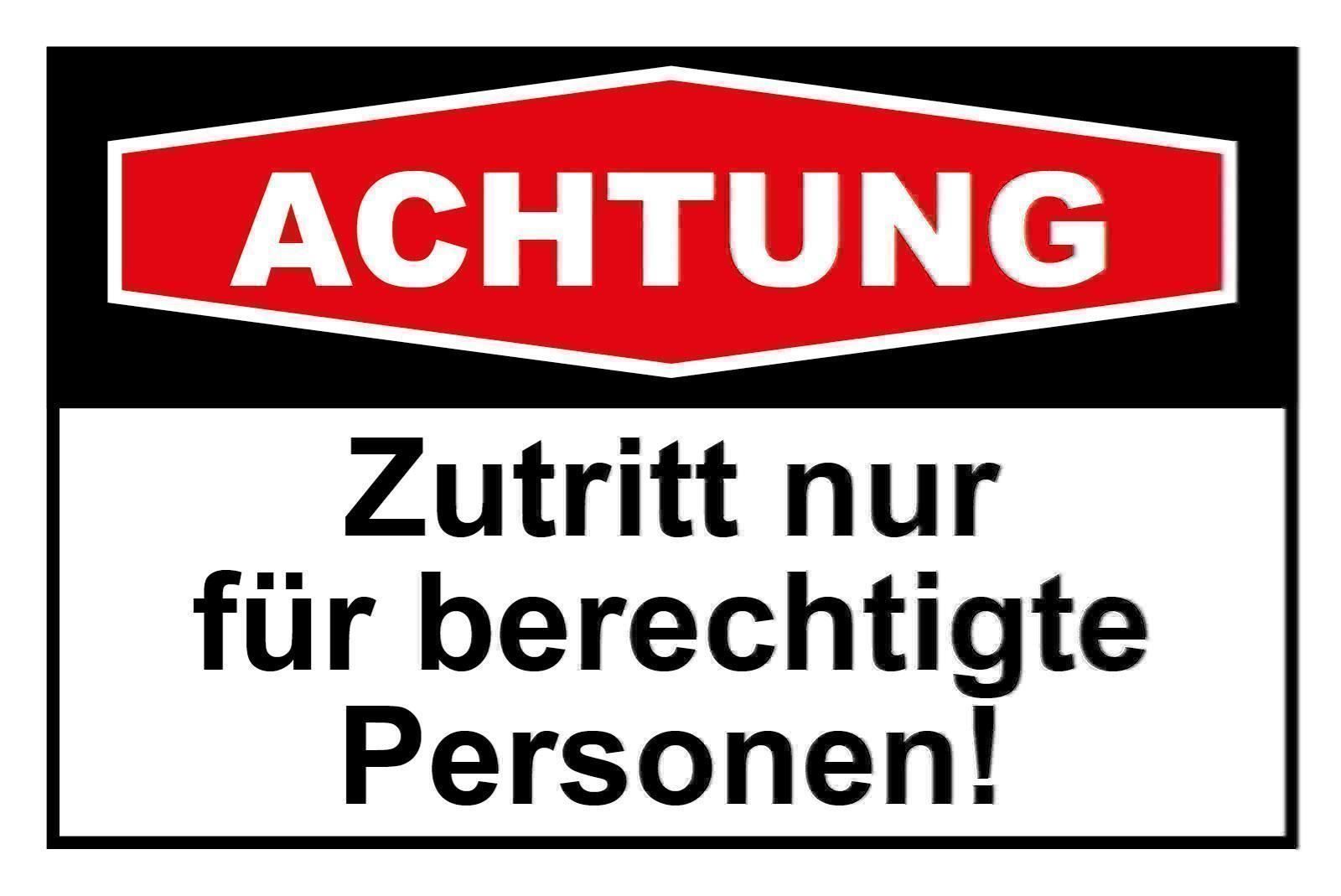 Insegne: Blechschild-ACHTUNG-ZUTRITT NUR BER. PER – Nuovo e nell'imballaggio originale da Rupperswil venduto da big-one-sale