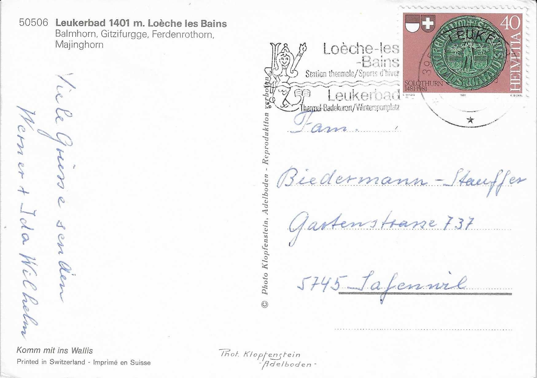 Ansichtskarten: Leukerbad VS – Gebraucht aus Rothrist von Stranglehold 1