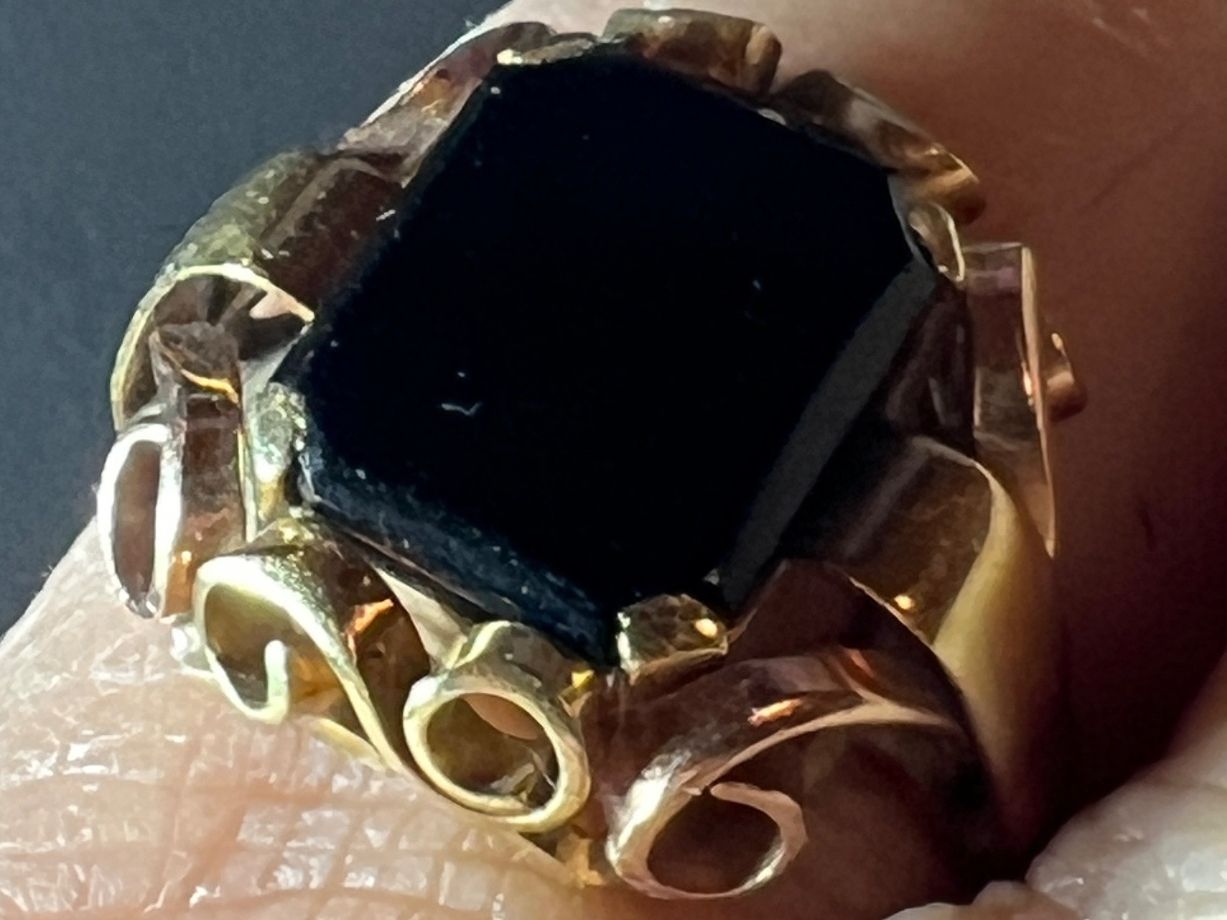 Anelli: Gold-Ring 14K mit Onyx – Usato da Chur venduto da Penting1935 3