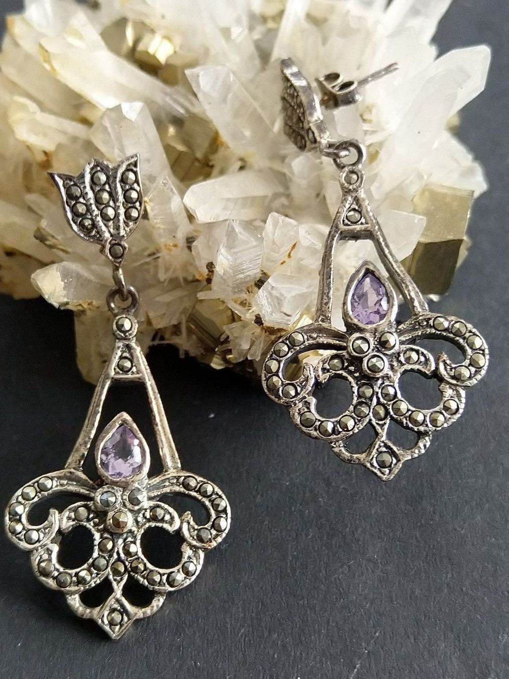 Orecchini pendenti & Orecchini a lobo: MARKASITEN OHRRINGE IN 925 SILBER – Usato da Romanshorn venduto da BoutiqueA