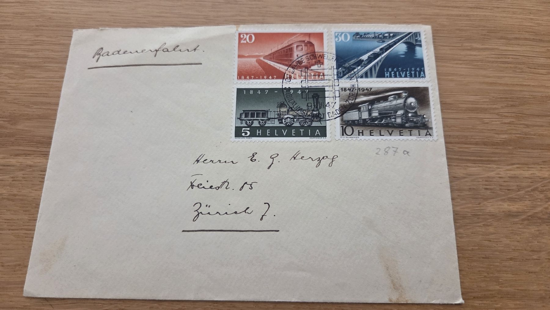 Tutti i francobolli: 1947 FDC 100 Jahre Schweizer Eisenbahn – Usato da Arni AG venduto da Moth68