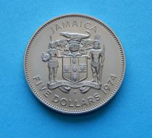 Münze Jamaika 5 Dollars 1974