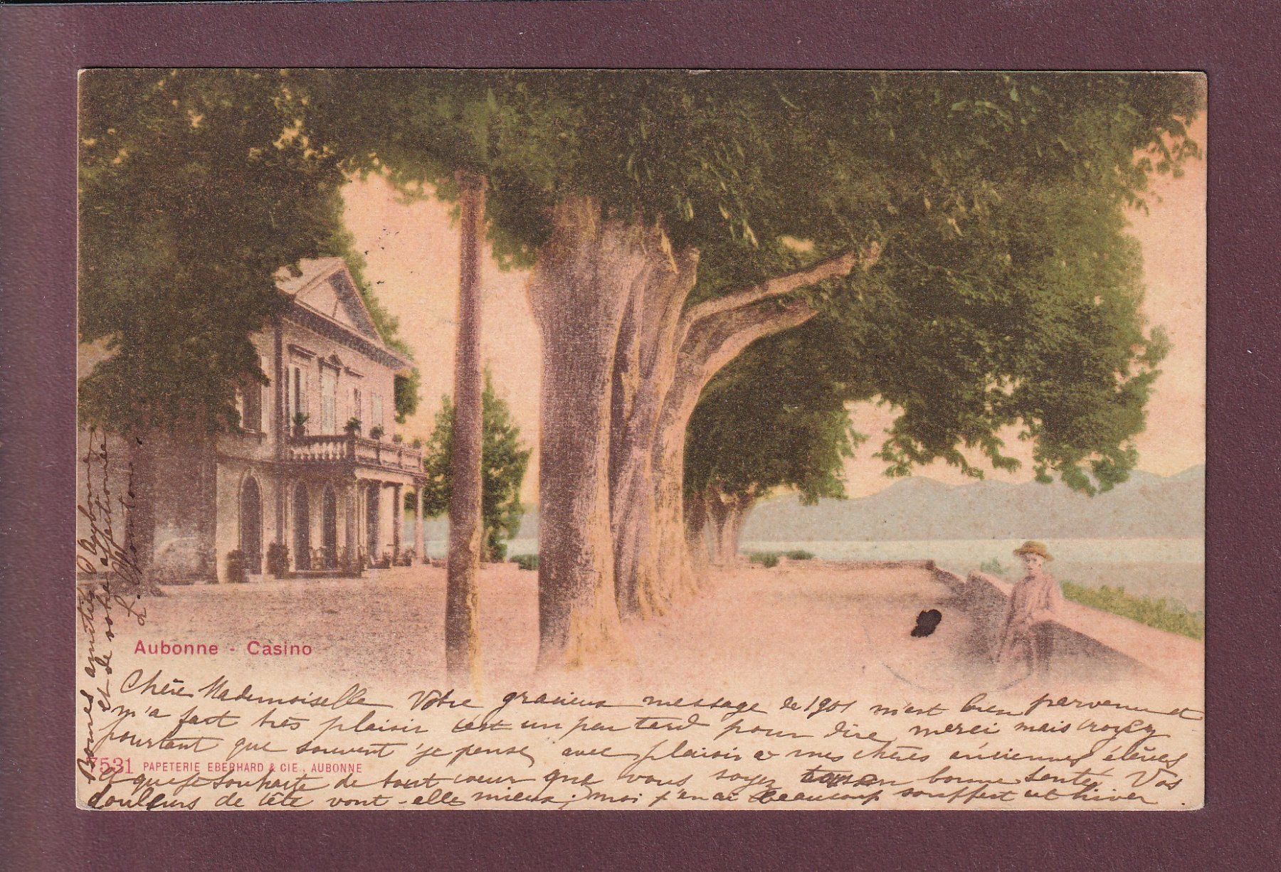 Cartoline postali: AUBONNE - Casino - 1901 – Usato da Pully venduto da nicecards