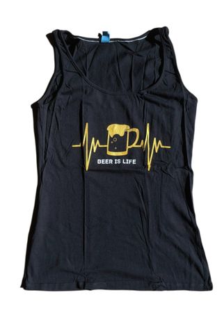 Damen Top Schwarz Bier Spruch