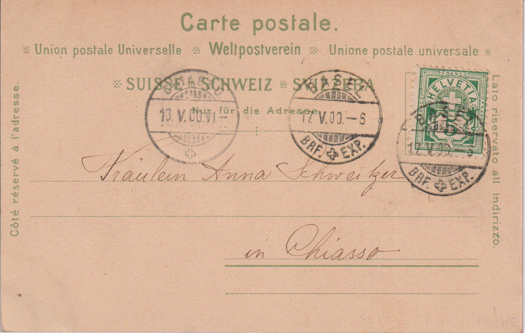 Cartoline postali: AK Litho Basel - 1900 – Usato da Riva San Vitale venduto da MAR-NAPO 1