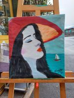 Frau mit Hut Frauenportrait Roter Hut Frauenbildnis
