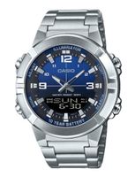 ⌚ Herrenuhr ®CASIO Analog Digital Blau 44mm World Time NEU