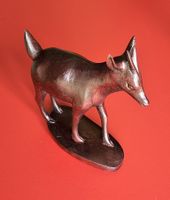 HOLZFIGUR KUNST AFRIKA TIER ANTILOPE GESCHNITZT HÖHE 12 CM