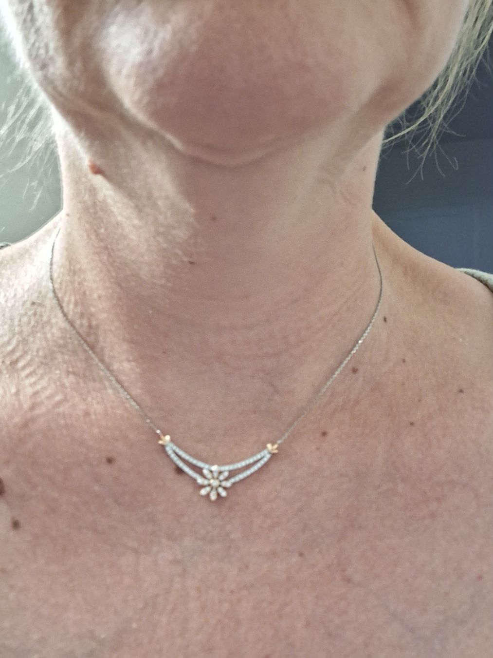 Catenine: Weissgold Collier Blumen Diamanten – Usato da Biel/Bienne venduto da gabiname 3