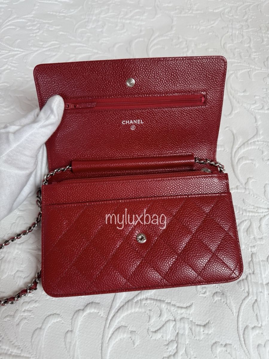 Chanel Borse da donna: Chanel Wallet on Chain WOC Caviar Red Silver Hardware – Usato da Wil SG venduto da Myluxbag 4
