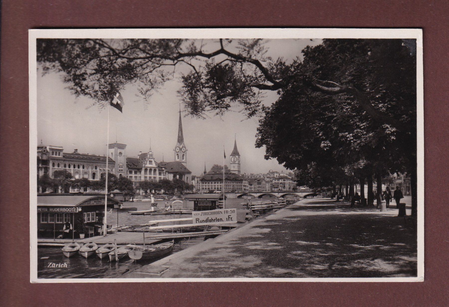 Ansichtskarten: ZÜRICH - Quai - 1936 – Gebraucht aus Pully von nicecards-shop